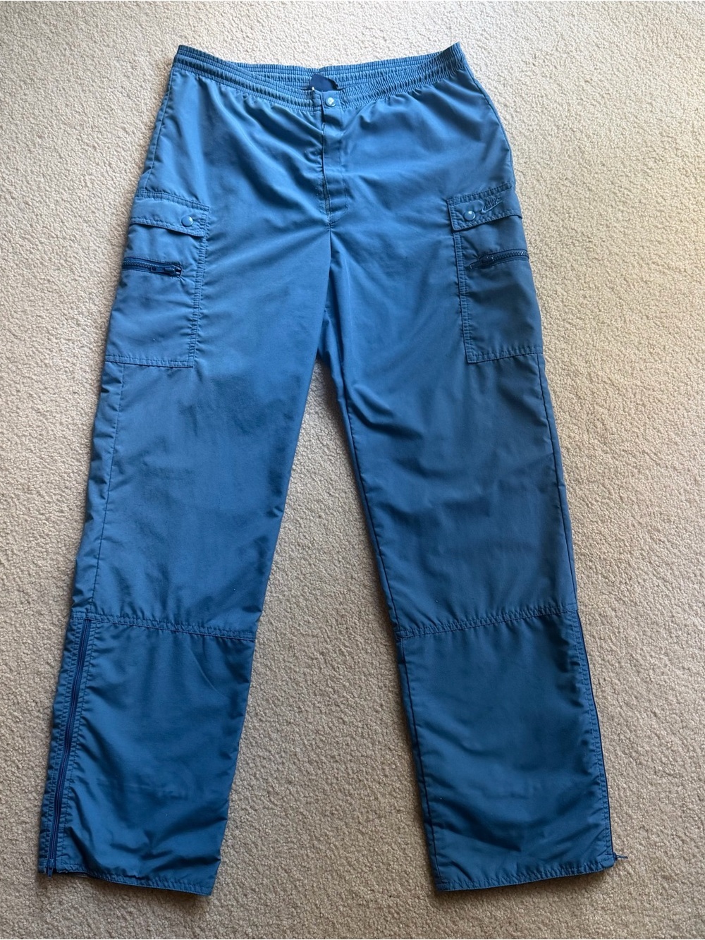 Vintage Nike Blue Cargo Pants Medium Y2K Nylon Utility Track Parachute Pants - Picture 2 of 8